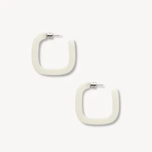 Midi Square Hoops in Milk Glass Matte
