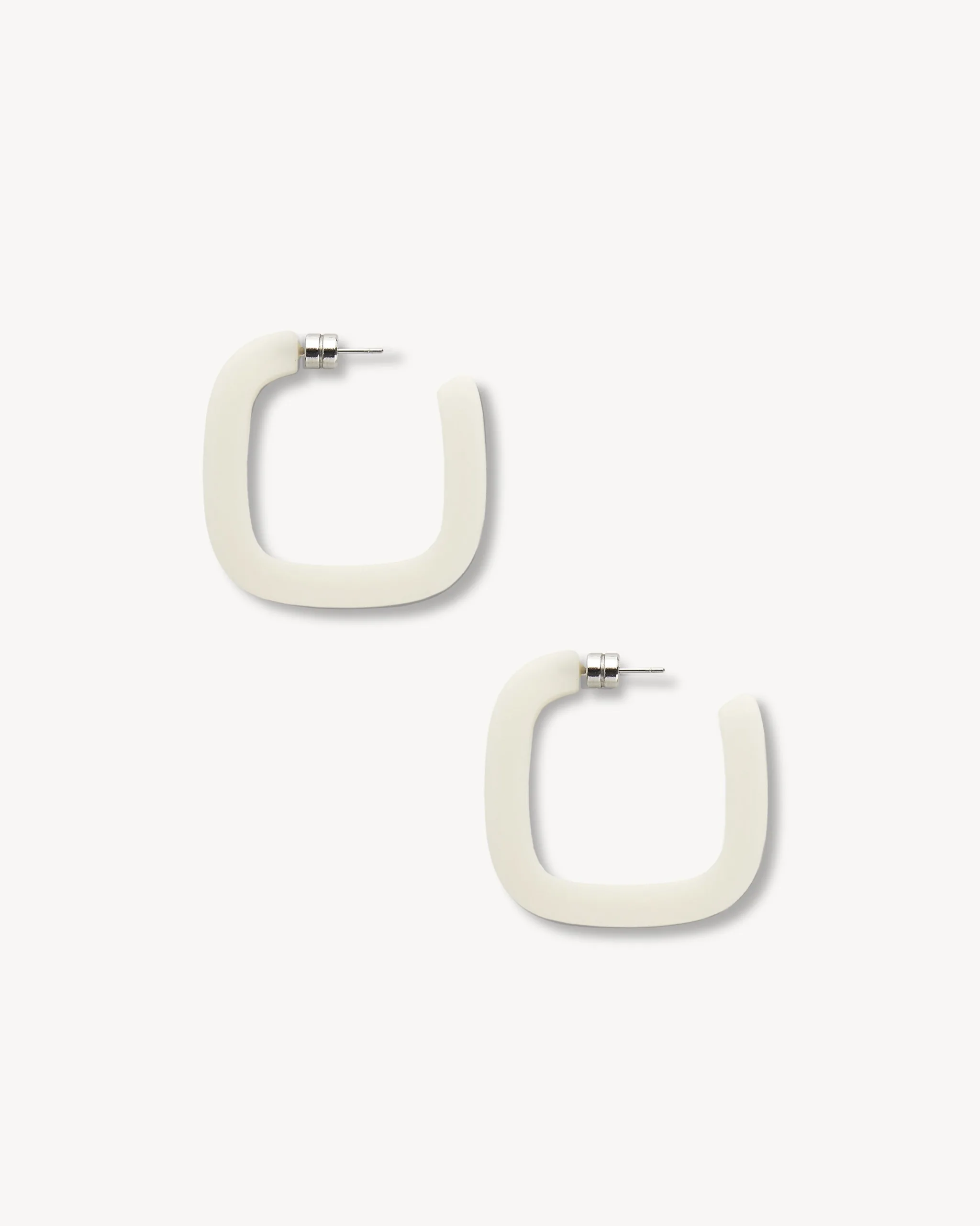 Midi Square Hoops in Milk Glass Matte
