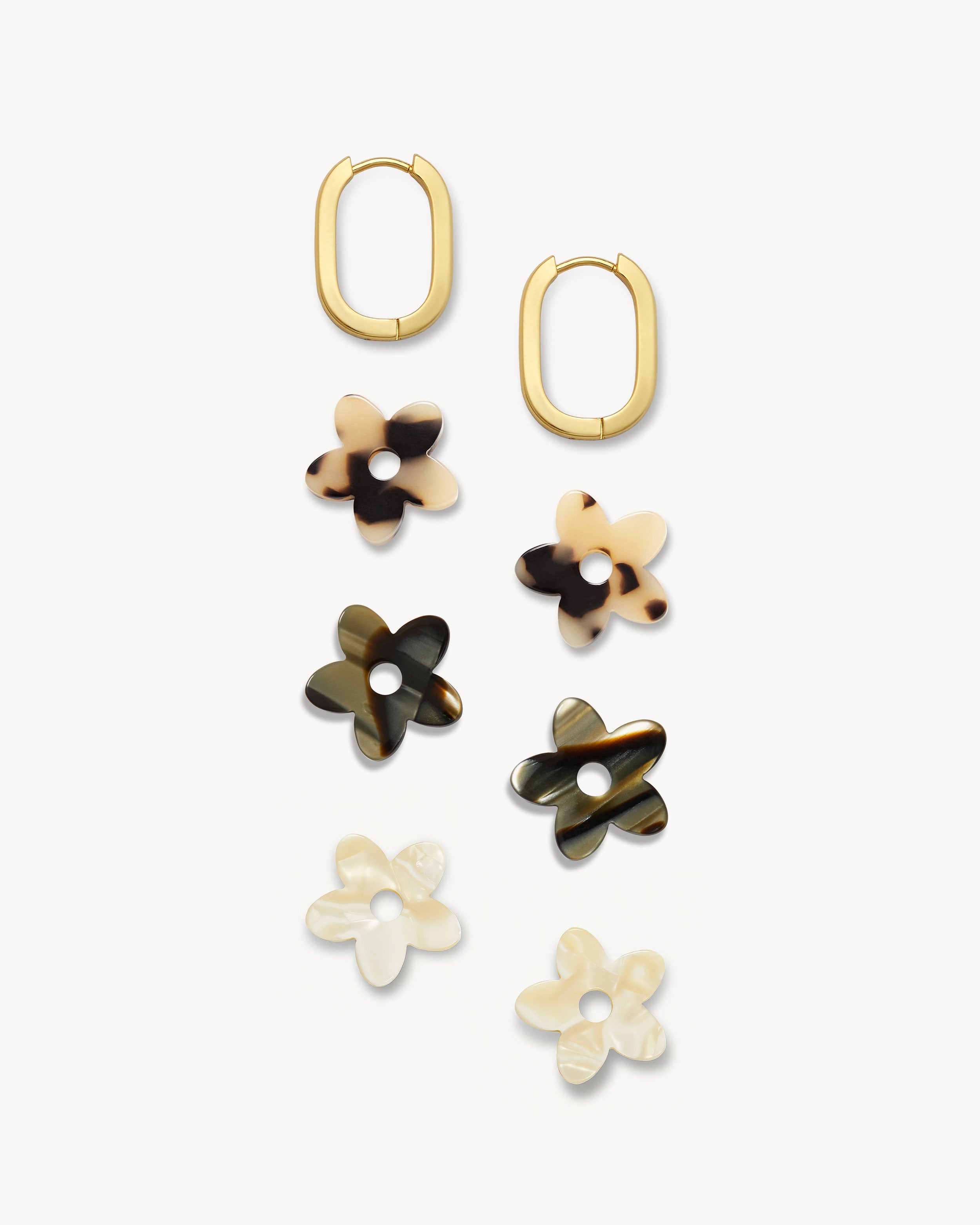 Petite Flower Charm Set in Neutrals