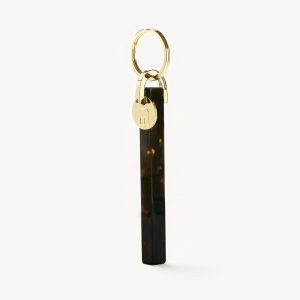 Bar Keychain in Dark Tortoise - Gold