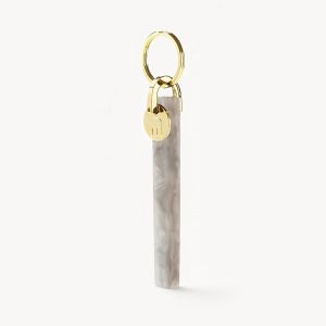 Bar Keychain in Grey Shell - Gold