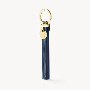 Bar Keychain in Indigo - Gold