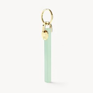 Bar Keychain in Sea Glass - Gold