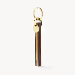 Bar Keychain in Tiger's Eye - Gold