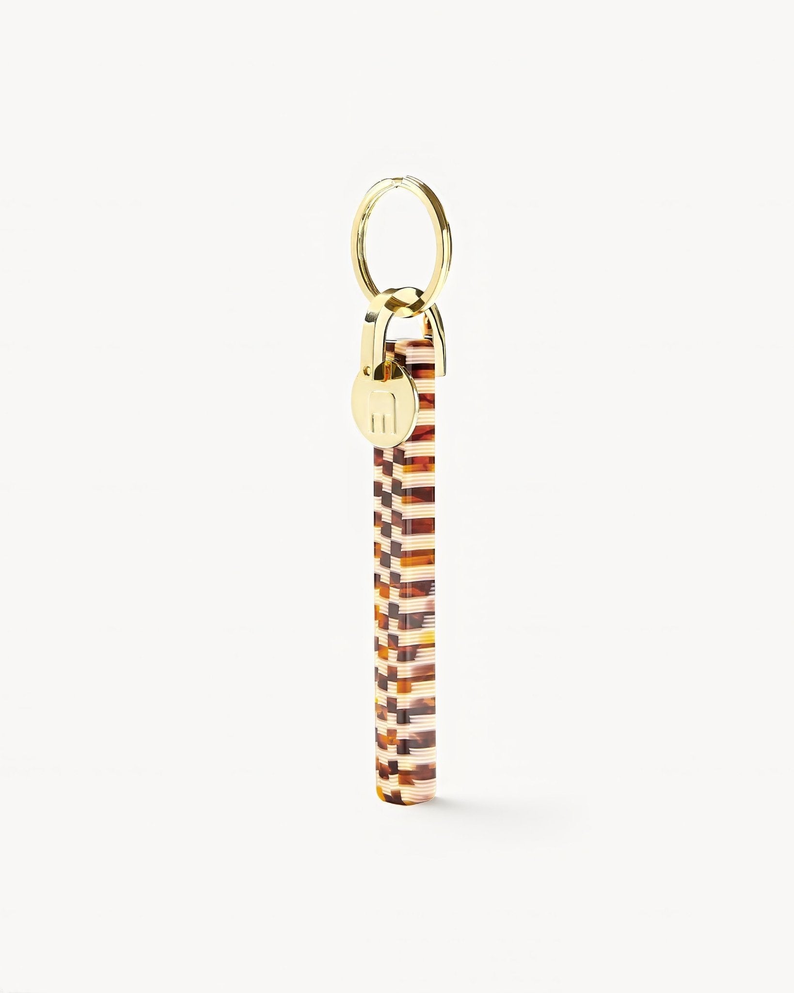 Bar Keychain in Tortoise Checker – Gold