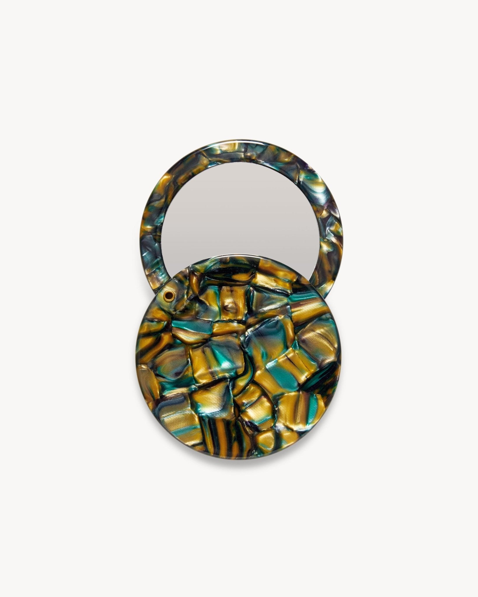 Circle Mirror in Green Tortoise