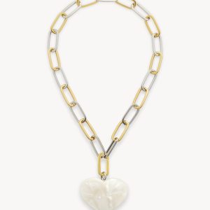 Grande Heart Pendant in White Shell