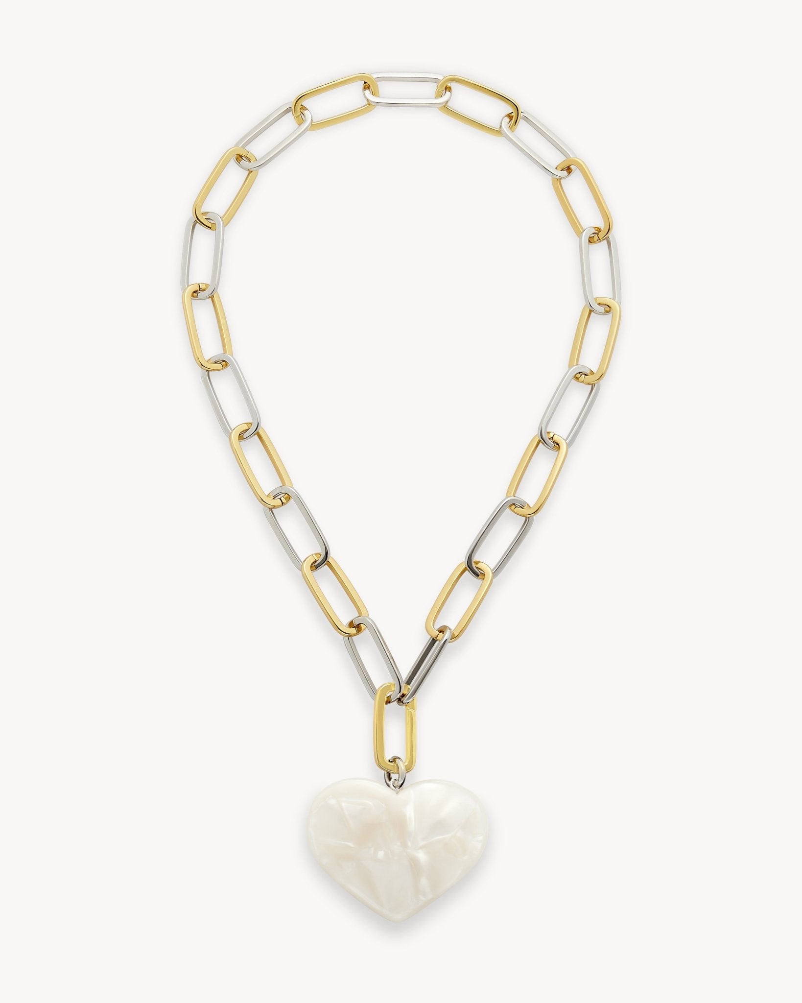 Grande Heart Pendant in White Shell