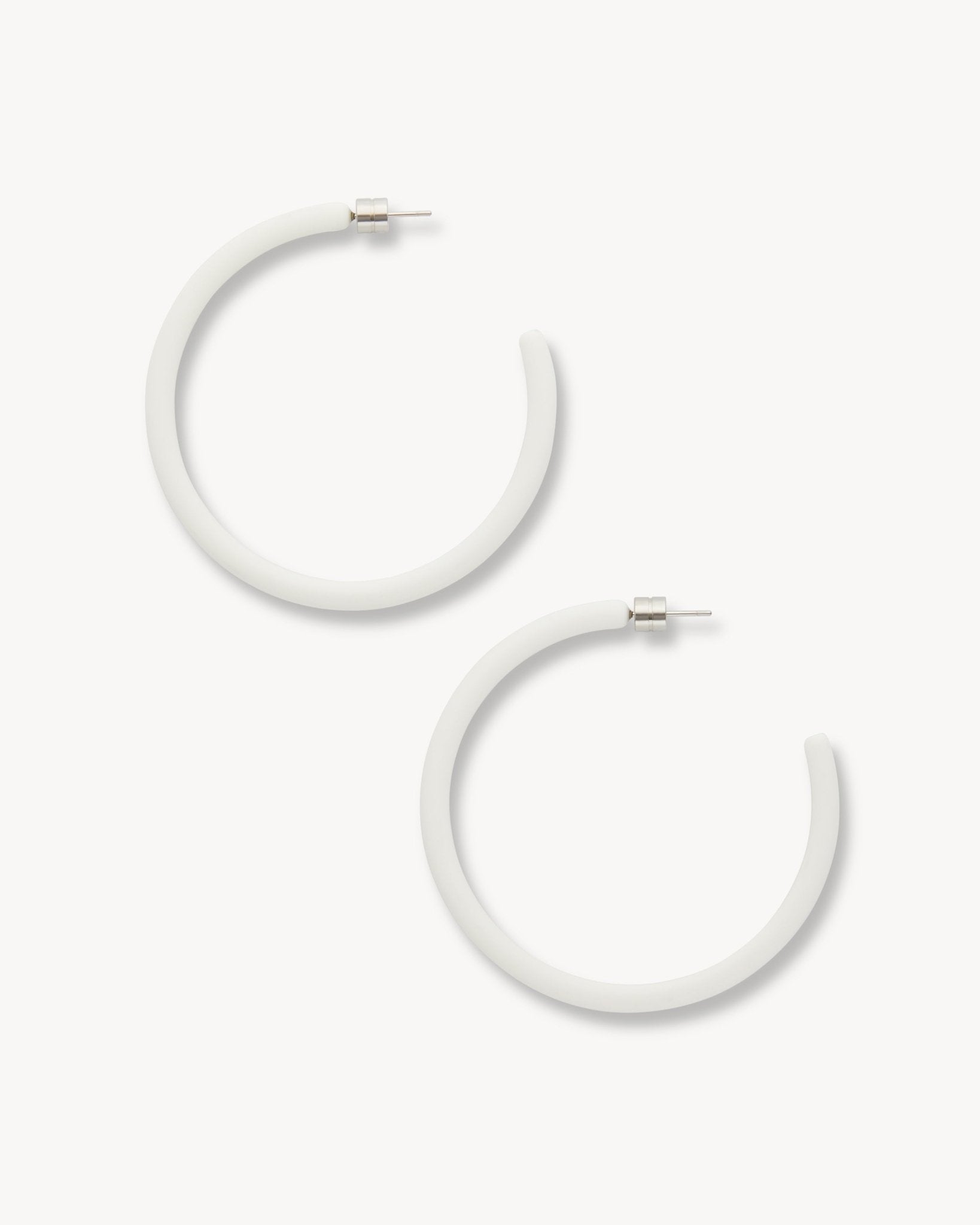 Large Hoops in White Matte