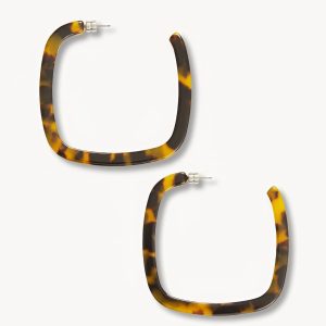 Large Square Hoops in Classic Tortoise