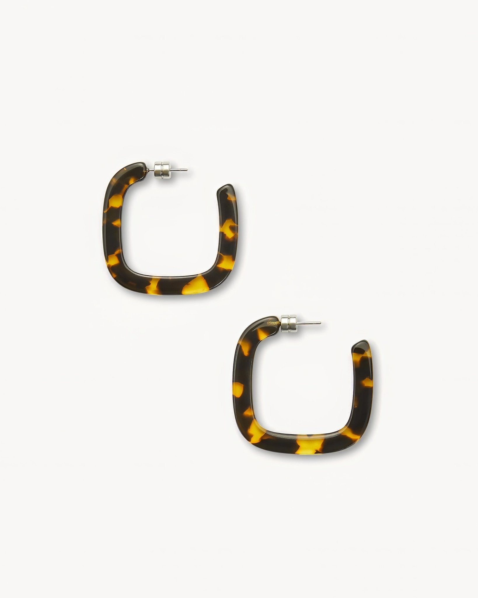 Midi Square Hoops in Dark Tortoise