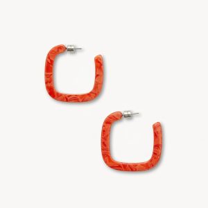 Midi Square Hoops in Poppy