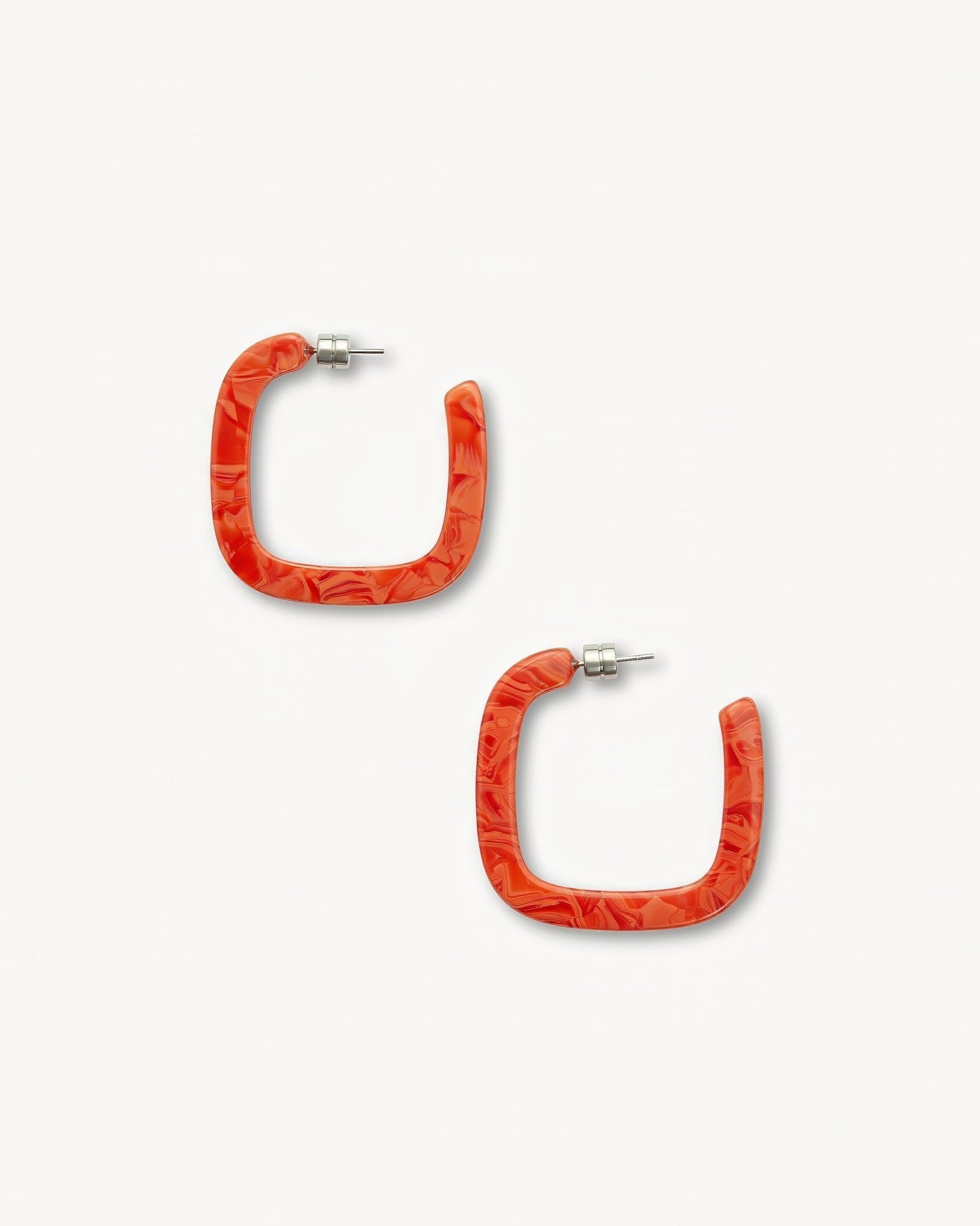 Midi Square Hoops in Poppy