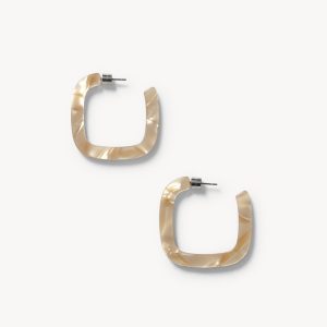 Midi Square Hoops in Sand Shell