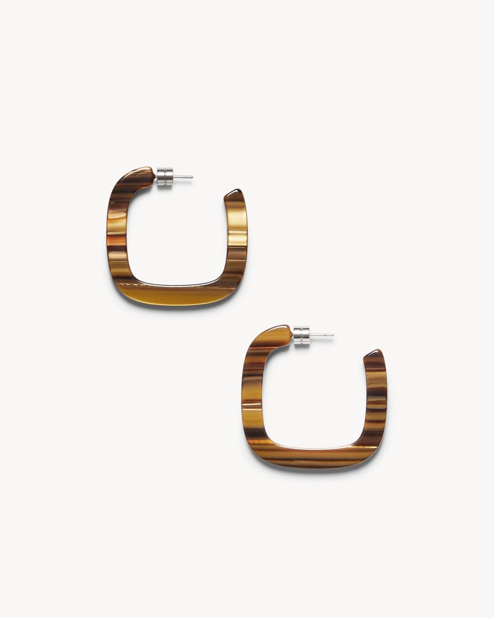 Midi Square Hoops in Tiger’s Eye