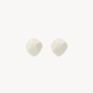 Mini Sculpture Studs in White Matte