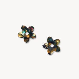 Petite Flower Charms in Green Tortoise