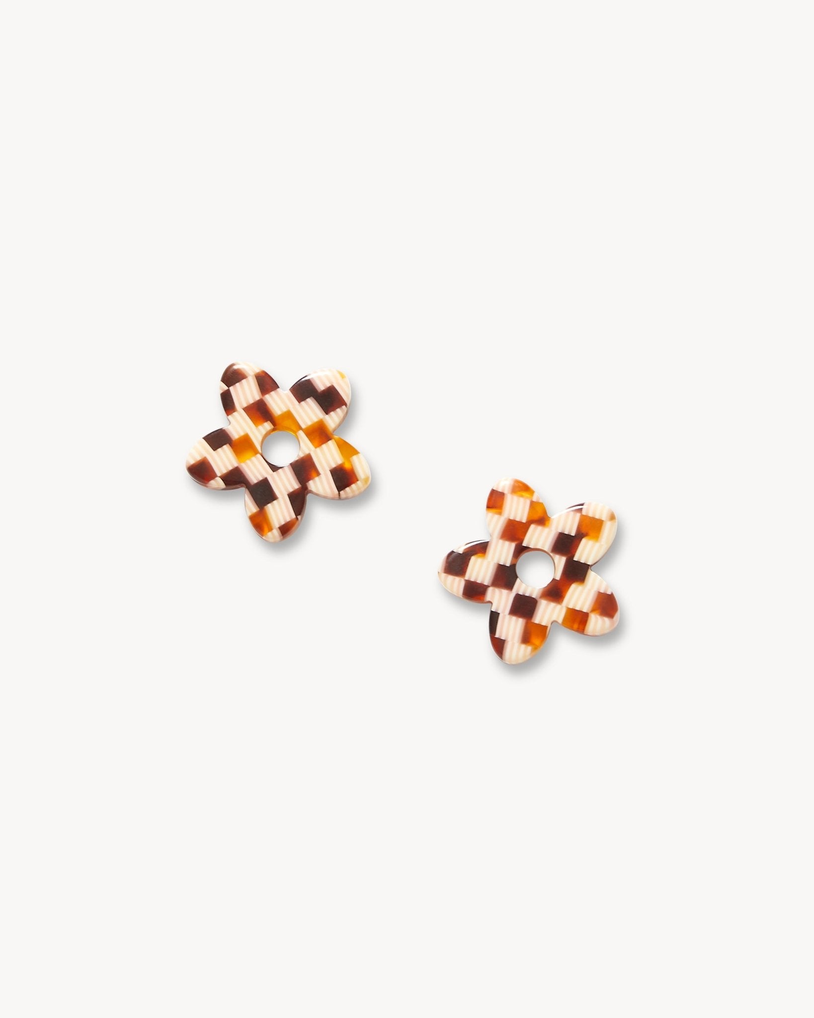 Petite Flower Charms in Tortoise Checker
