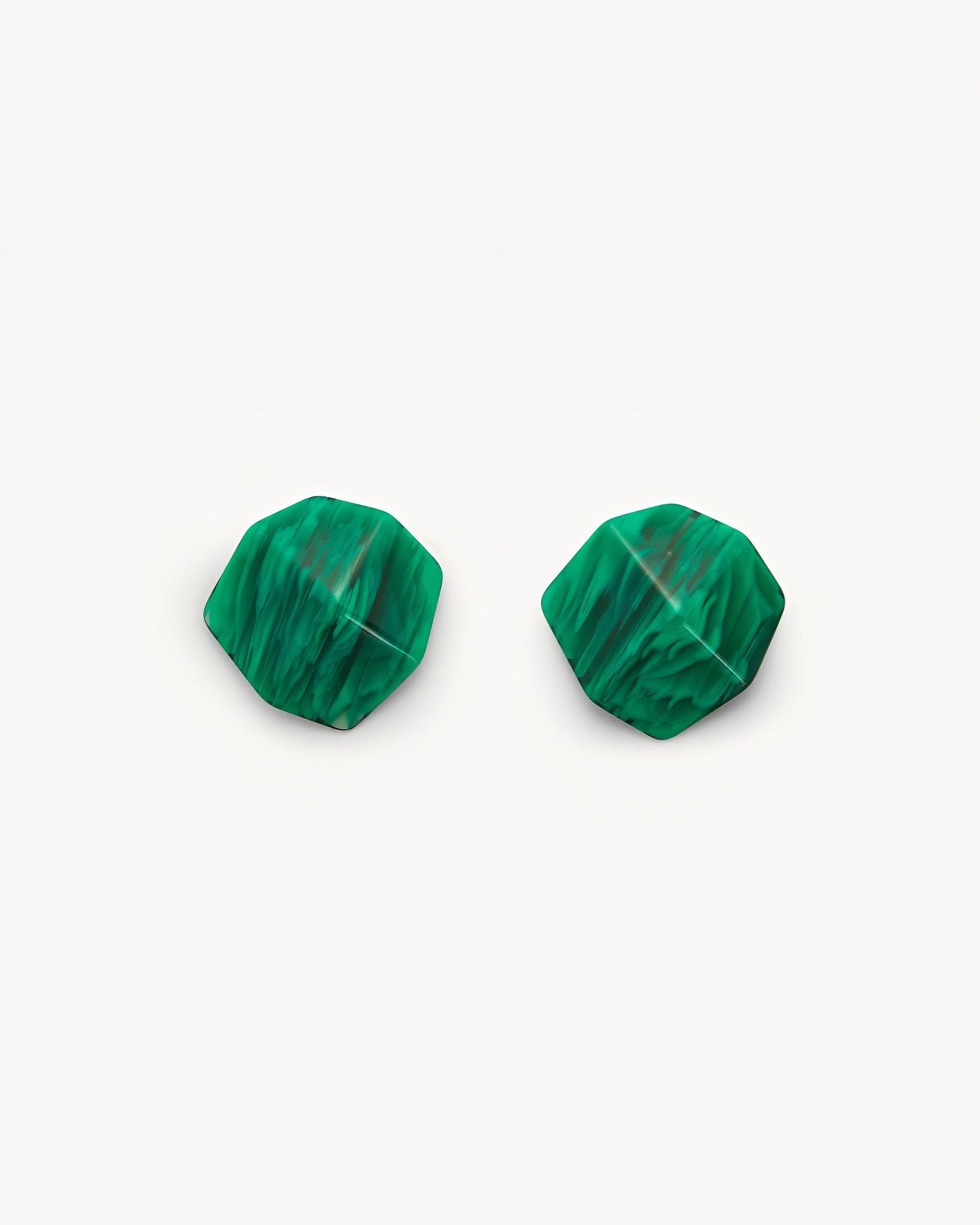 Sculpture Studs in Malachite