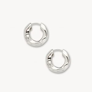 Wavy Chunky Hoops in Silver